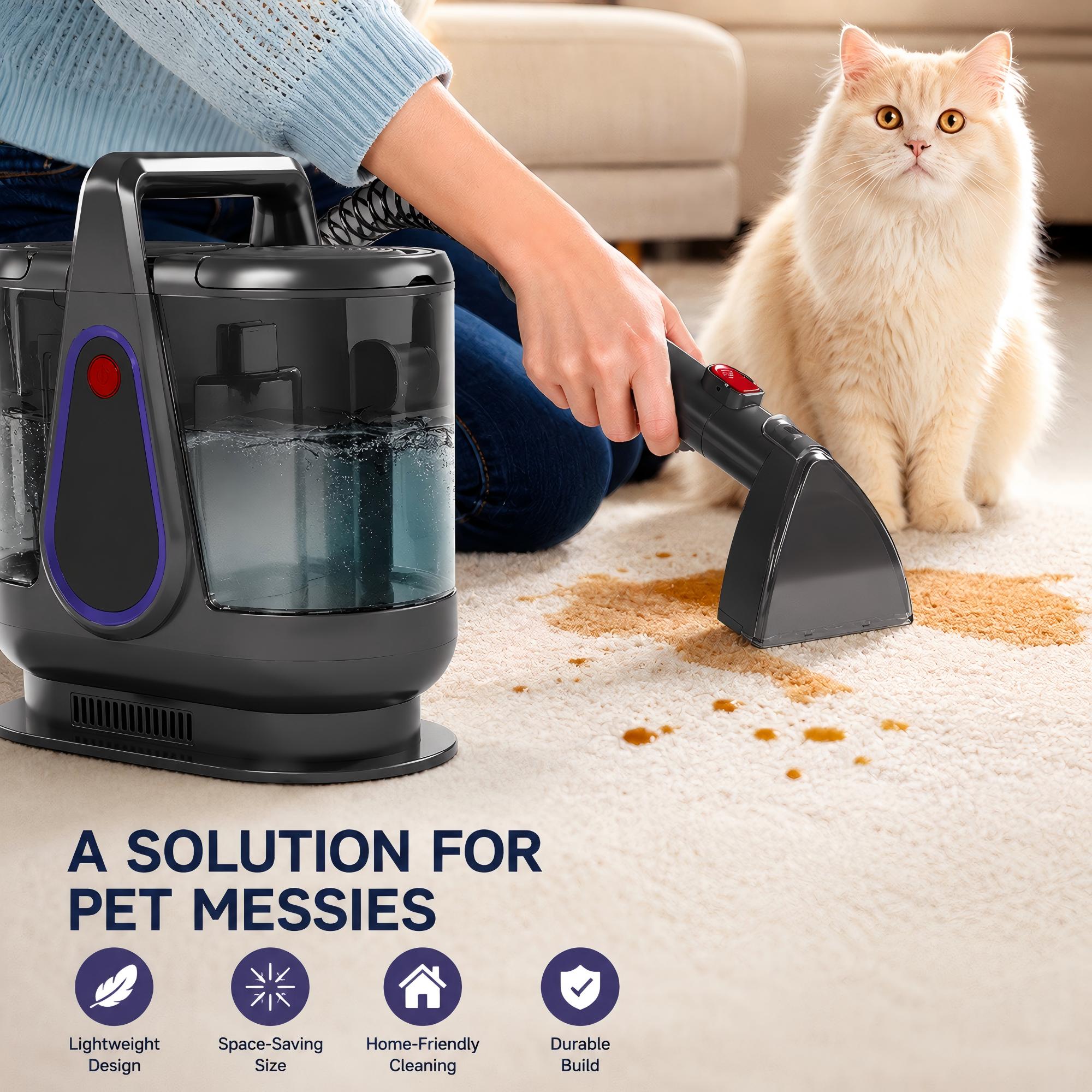 WHALLULTRA Portable Carpet Cleaner, Spot Cleaner Machine for Upholstery Carpet Sofa Stairs Pet Stain Remover, Deep Cleaning with Strong Suction & Tools