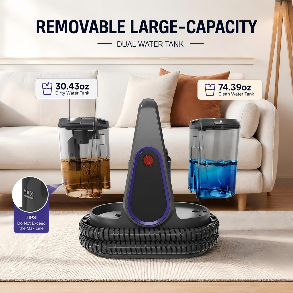 WHALLULTRA Portable Carpet Cleaner, Spot Cleaner Machine for Upholstery Carpet Sofa Stairs Pet Stain Remover, Deep Cleaning with Strong Suction & Tools