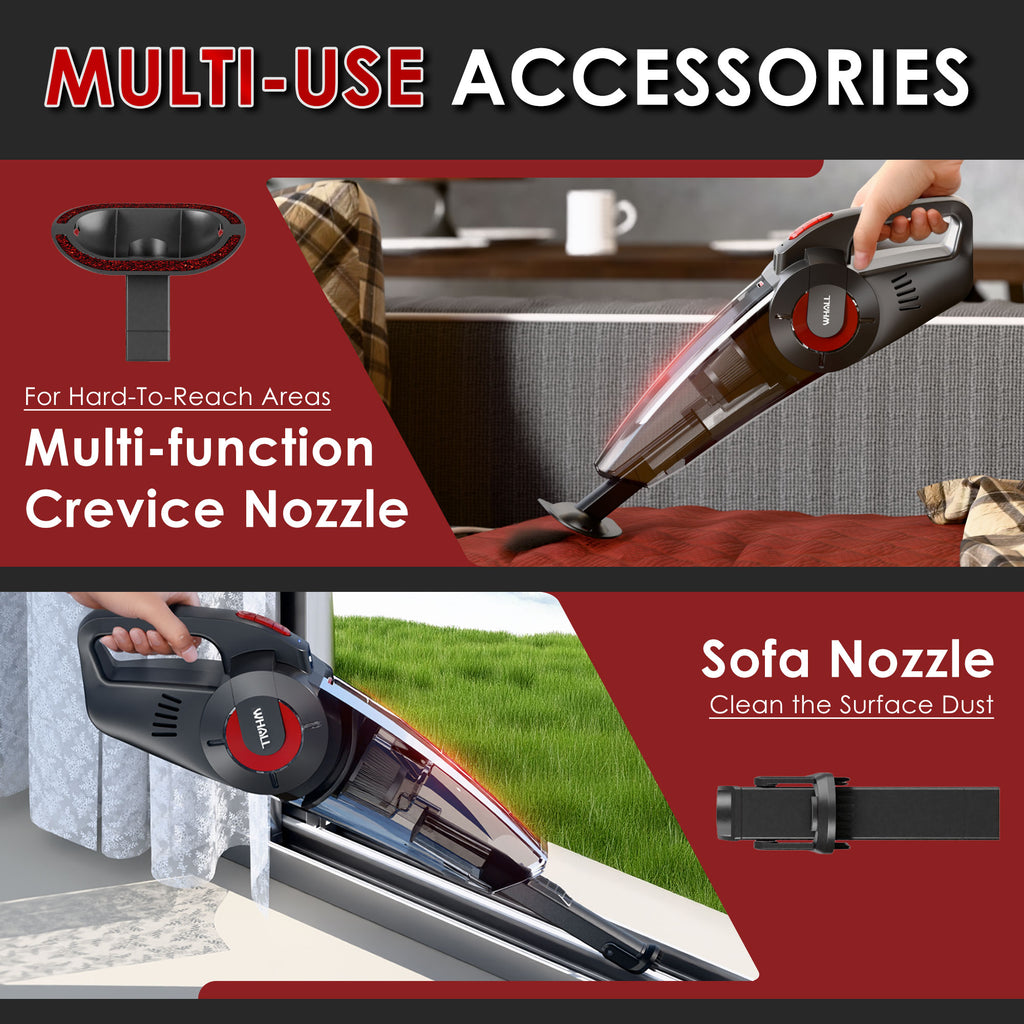 WHALLULTRA Handheld Vacuum - Powerful Cordless Hand Vacuum Cleaner, Wet & Dry Cleaning, Adjustable Power & Quiet Operation