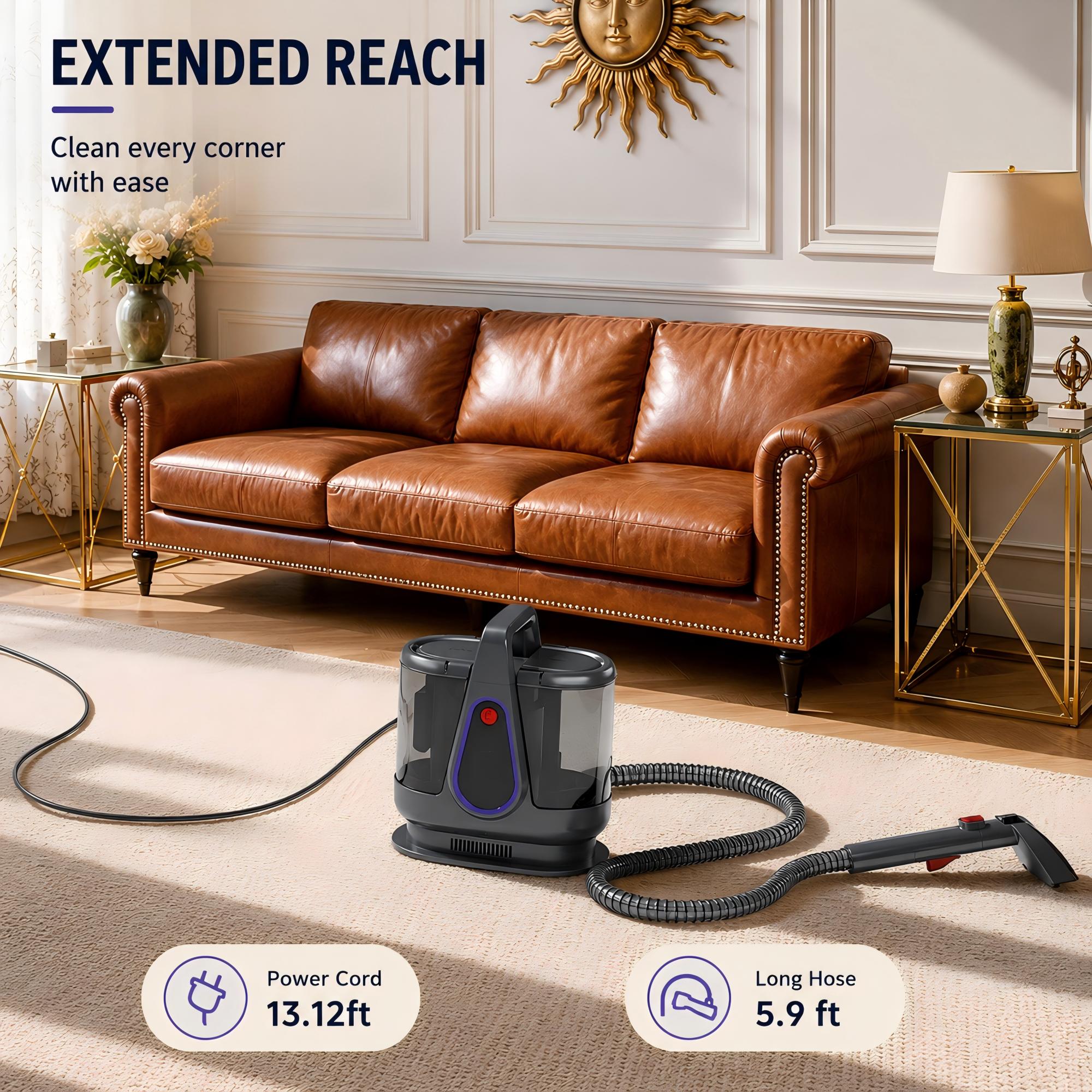 WHALLULTRA Portable Carpet Cleaner, Spot Cleaner Machine for Upholstery Carpet Sofa Stairs Pet Stain Remover, Deep Cleaning with Strong Suction & Tools