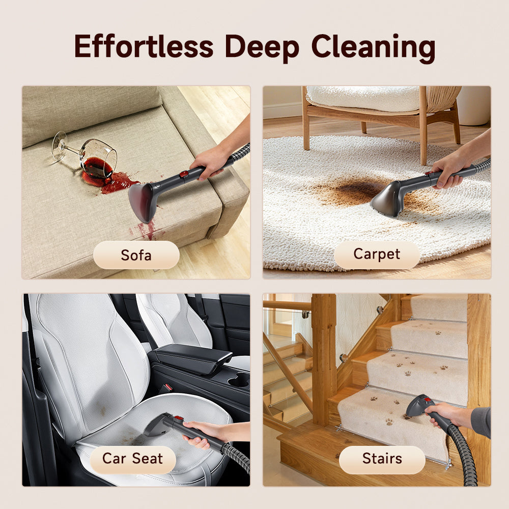 WHALLULTRA Portable Carpet Cleaner, Spot Cleaner Machine for Upholstery Carpet Sofa Stairs Pet Stain Remover, Deep Cleaning with Strong Suction & Tools