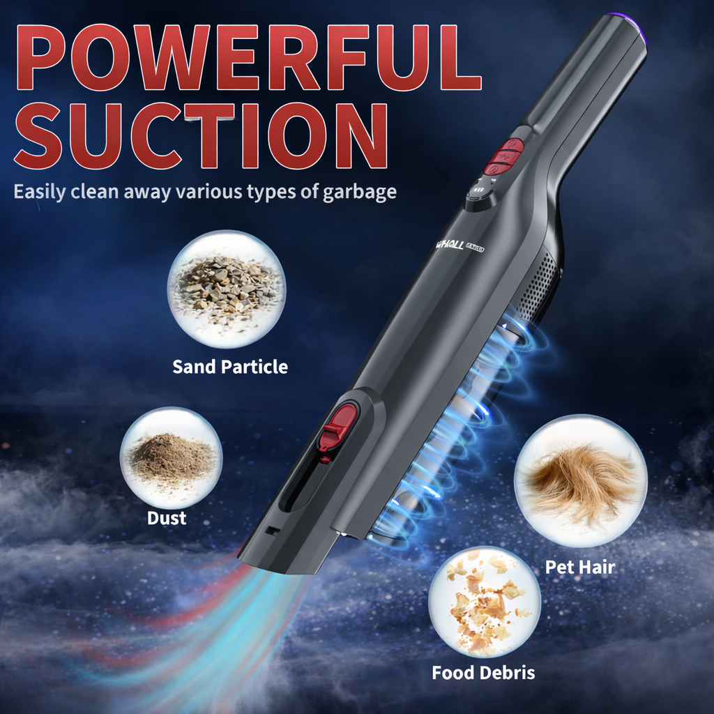 WHALLULTRA Handheld Vacuum Cleaner, 15kPa Powerful Suction Cordless Hand Vacuum with Bldc Motor, LED Light and Charging Dock for Home and Office
