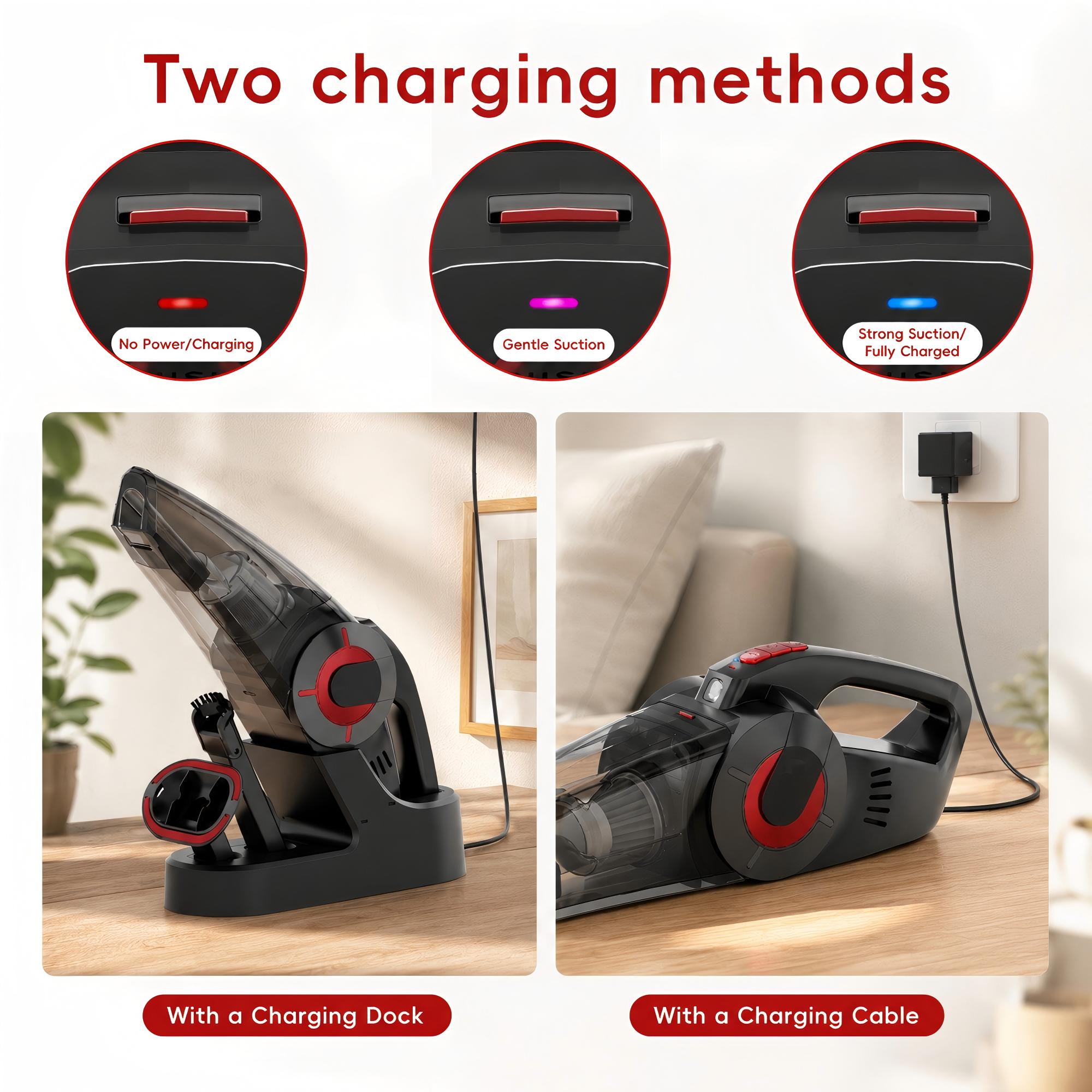 WHALLULTRA Cordless Handheld Vacuum Cleaner with Charging Dock, Lightweight Portable Design for Home Daily Cleaning, Countertop/Compact Storage