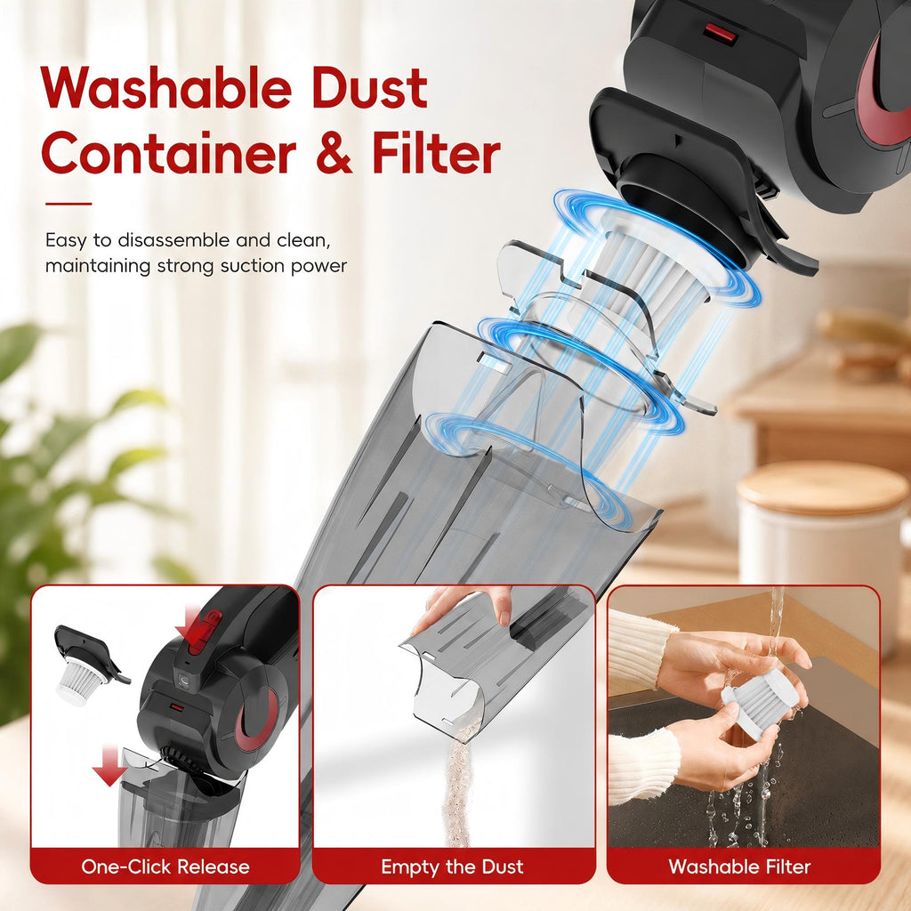 WHALLULTRA Cordless Handheld Vacuum Cleaner with Charging Dock, Lightweight Portable Design for Home Daily Cleaning, Countertop/Compact Storage