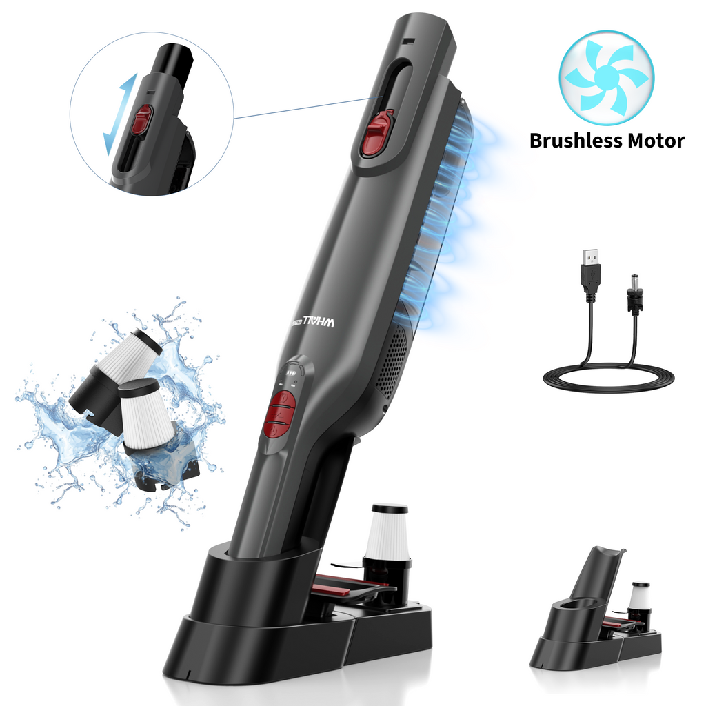 WHALLULTRA Handheld Vacuum Cleaner, Lightweight Portable Car Vacuum Cleaner, Cordless Vacuum with Charging Dock, LED Light, Strong Suction for Office Home