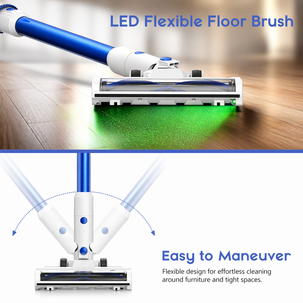 WHALLULTRA Cordless Vacuum Cleaner, Stick Vacuum with Brushless Motor, Rechargeable Lightweight Vacuum for Carpet, Hard Floor & Pet Hair, 45Min Runtime