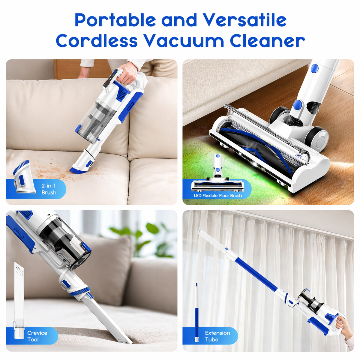 WHALLULTRA Cordless Vacuum Cleaner, Stick Vacuum with Brushless Motor, Rechargeable Lightweight Vacuum for Carpet, Hard Floor & Pet Hair, 45Min Runtime