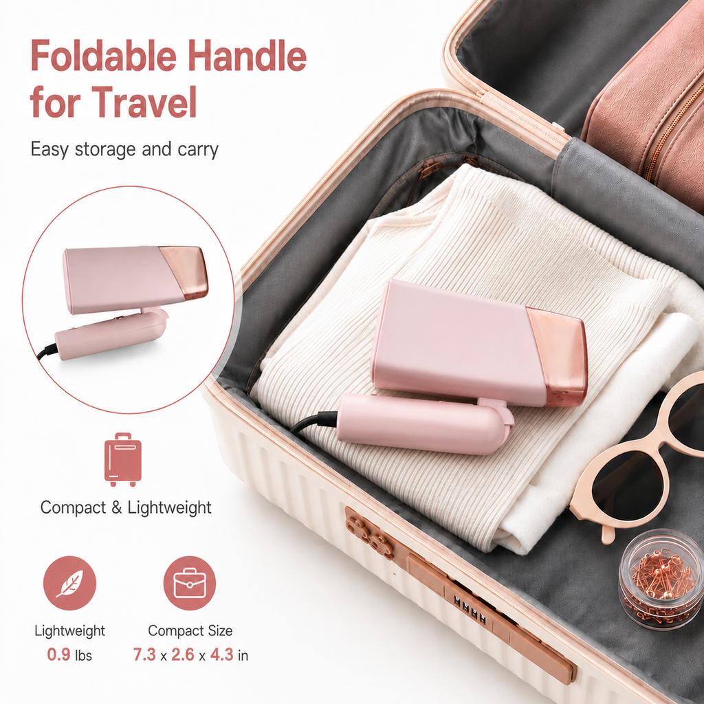WHALLULTRA Foldable Handheld Steamer, Portable Lightweight Wrinkle Remover with Fast Heating & Powerful Steam, Compact Design Garment Steamer for Home and Travel