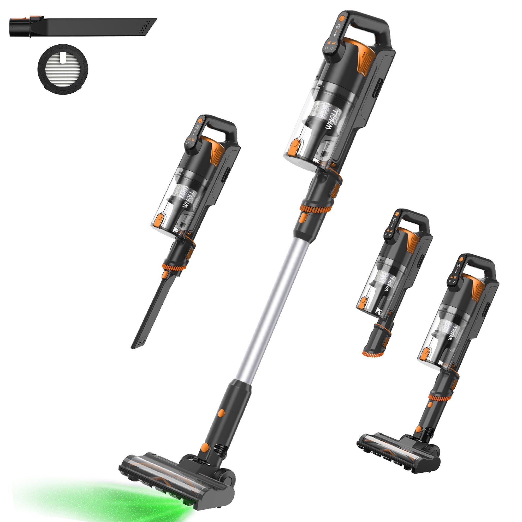 WHALLULTRA Cordless Vacuum Cleaner, Powerful Suction, Long Runtime, Lightweight Stick Vacuum for Pet Hair, Carpet & Hard Floor, Rechargeable, Detachable Battery, HEPA Filtration