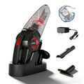 WHALLULTRA Handheld Cordless Car Vacuums, Wet and Dry Use 9KPa Strong Suction Vacuums, Rechargeable Portable Vacuum Cleaner with LED, Charging Dock, Red