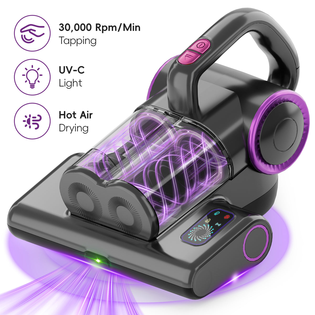 WHALLULTRA UV Mattress Vacuum Cleaner, Handheld Corded Bed Vacuum with HEPA Filter, Ultrasonic, for Mattress, Sofa, Crib Cleaning