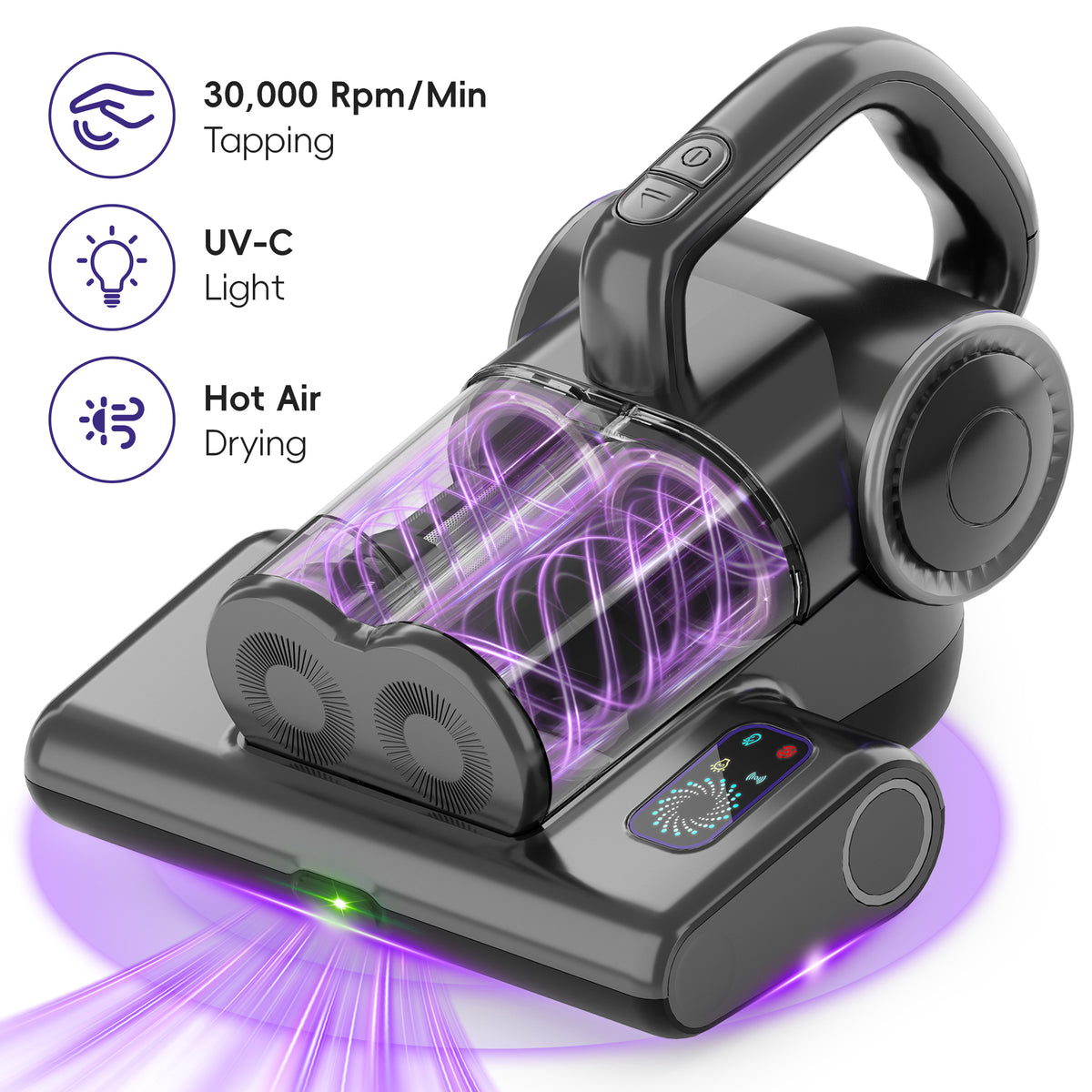 WHALLULTRA Mattress Vacuum Cleaner, Handheld Bed Vacuum with UV-C Light, HEPA Filter, for Mattress, Sofa, Couch, Crib