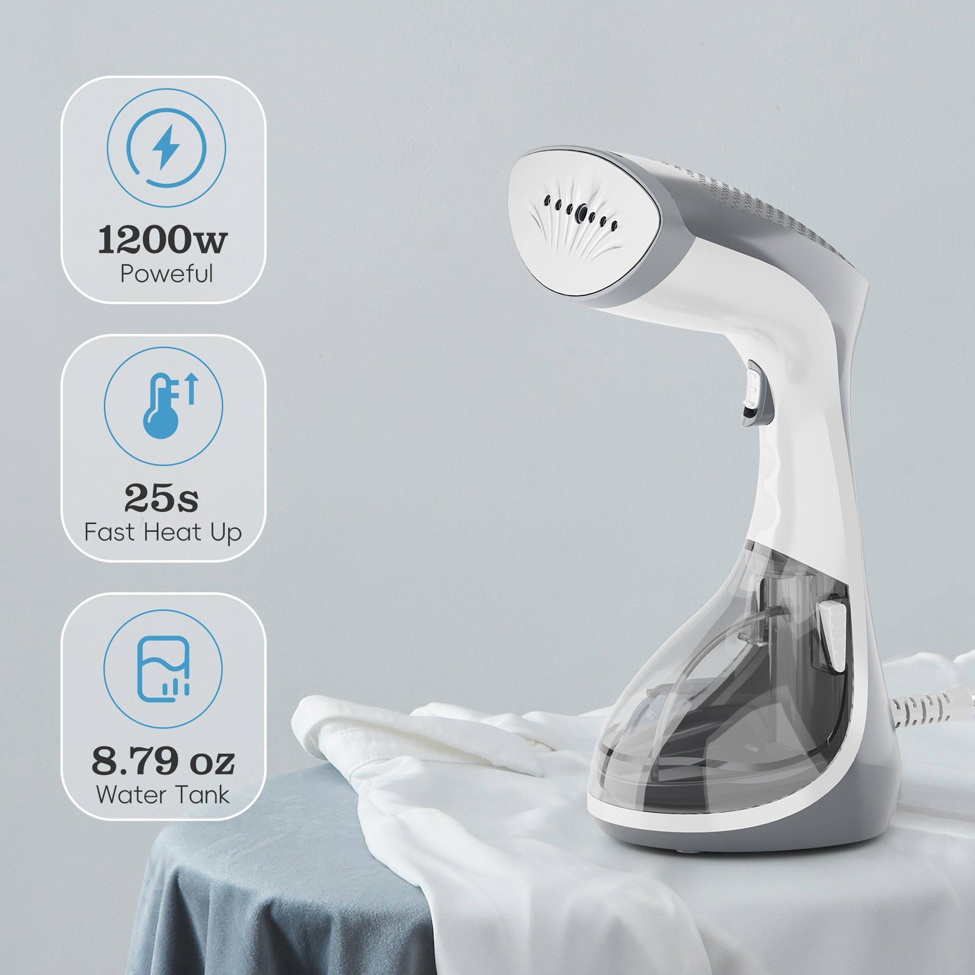 WHALLULTRA Compact Handheld Steamer with Brush, Fast Heat Up Steam Ironing, Dry Ironing, 1200W