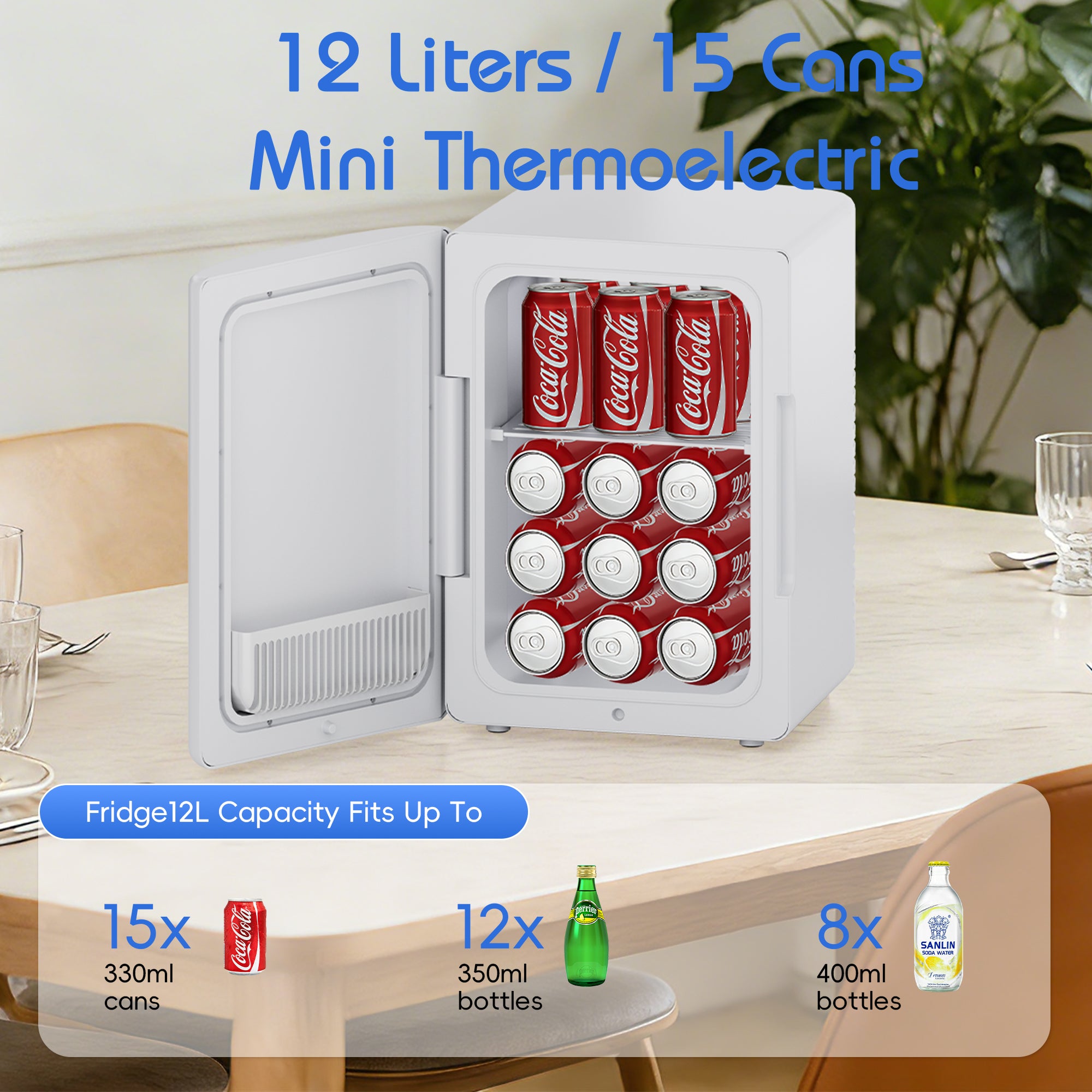 WHALL ULTRA 12L Mini Fridge Cooler & Warmer, Dual Power Portable Electric Refrigerator for Bedroom, Car, Skincare, Camping