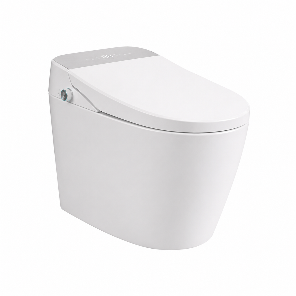 WHALLULTRA Smart Toilet, One Piece Bidet Toilet with Heated Seat, Warm Water Wash, Auto Flush, Foot Sensor Operation, Warm Air Dryer, LED Display, Elongated Modern Toilet