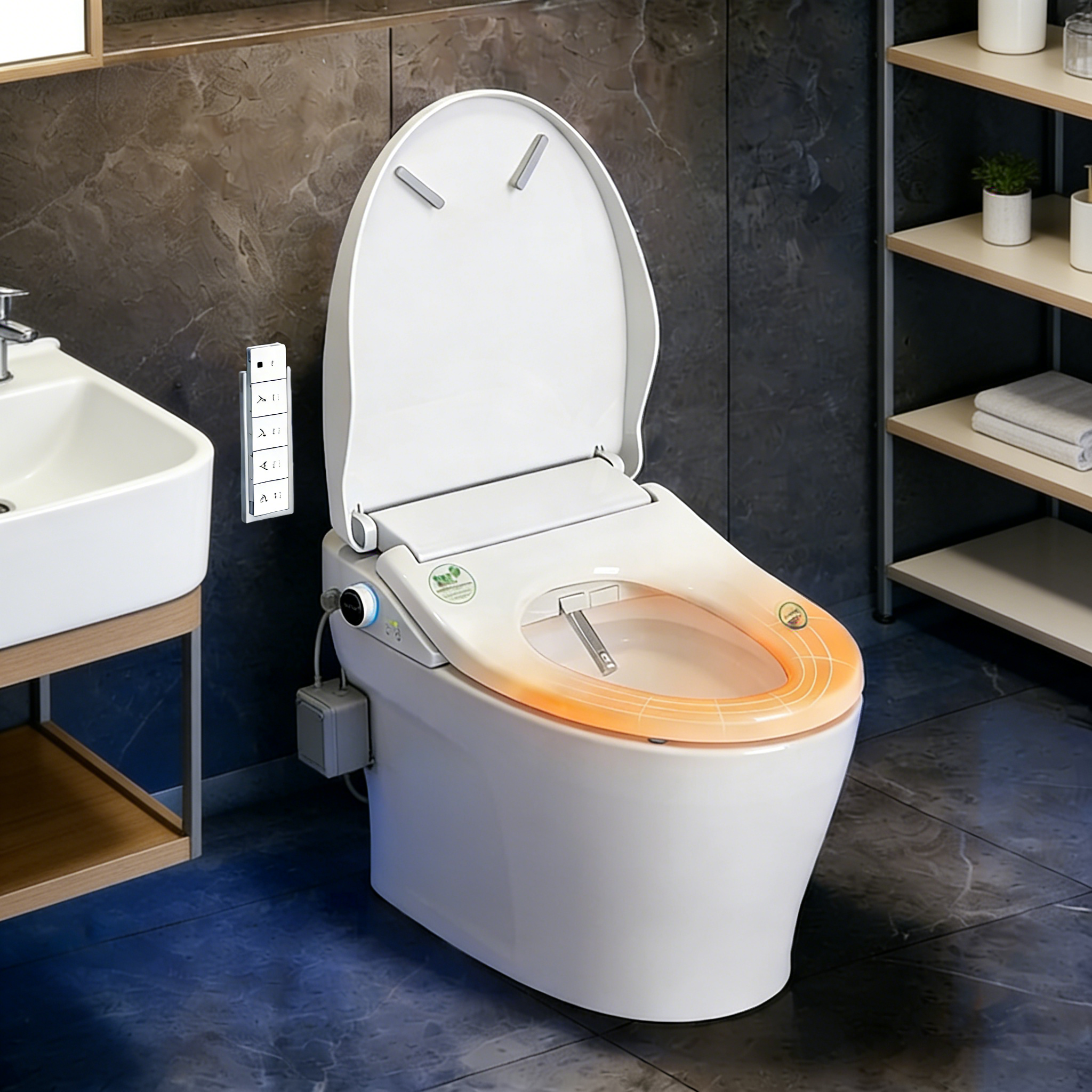 WHALLULTRA Electric Smart Bidet Toilet Seat: Heated Seat, Instant Warm Water, Air Dryer, Stainless Steel Nozzle, Slow Close Lid, Silent