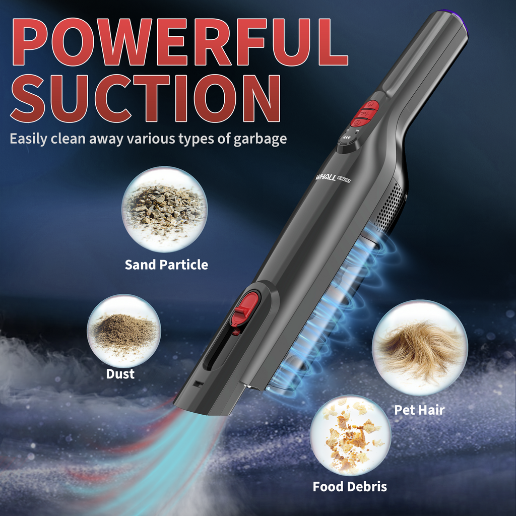 WHALLULTRA Handheld Vacuum Cleaner, Lightweight Portable Car Vacuum Cleaner, Cordless Vacuum with Charging Dock, LED Light, Multi-Accessories