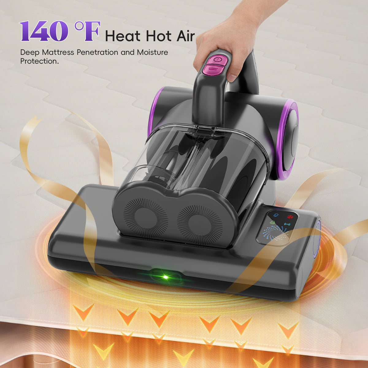 WHALLULTRA UV Mattress Vacuum Cleaner, Handheld Corded Bed Vacuum with HEPA Filter, Ultrasonic, for Mattress, Sofa, Crib Cleaning