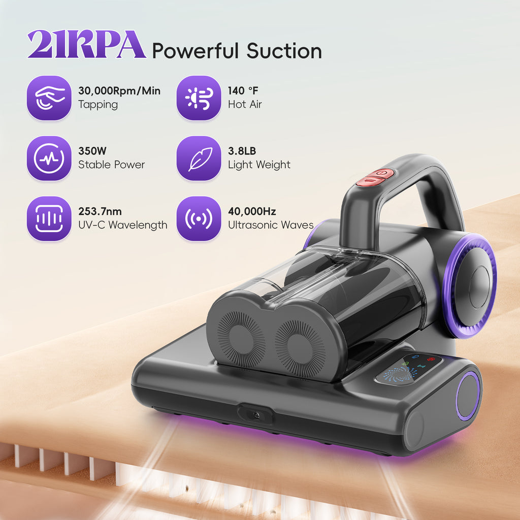 WHALLULTRA Mattress Vacuum Cleaner, Handheld Vacuum with UV-C Light & HEPA Filter for Bed, Sofa, Couch and Crib