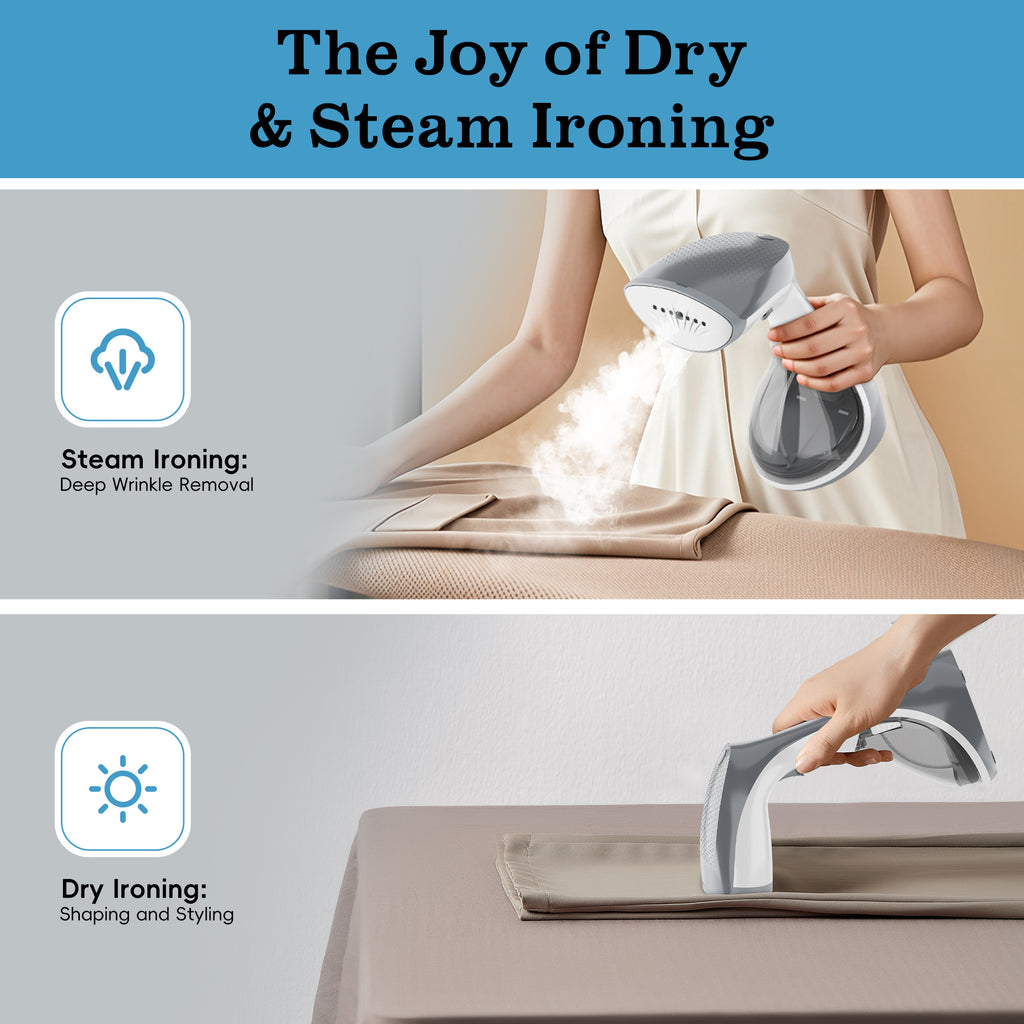 WHALLULTRA Compact Handheld Steamer with Brush, Fast Heat Up Steam Ironing, Dry Ironing, 1200W