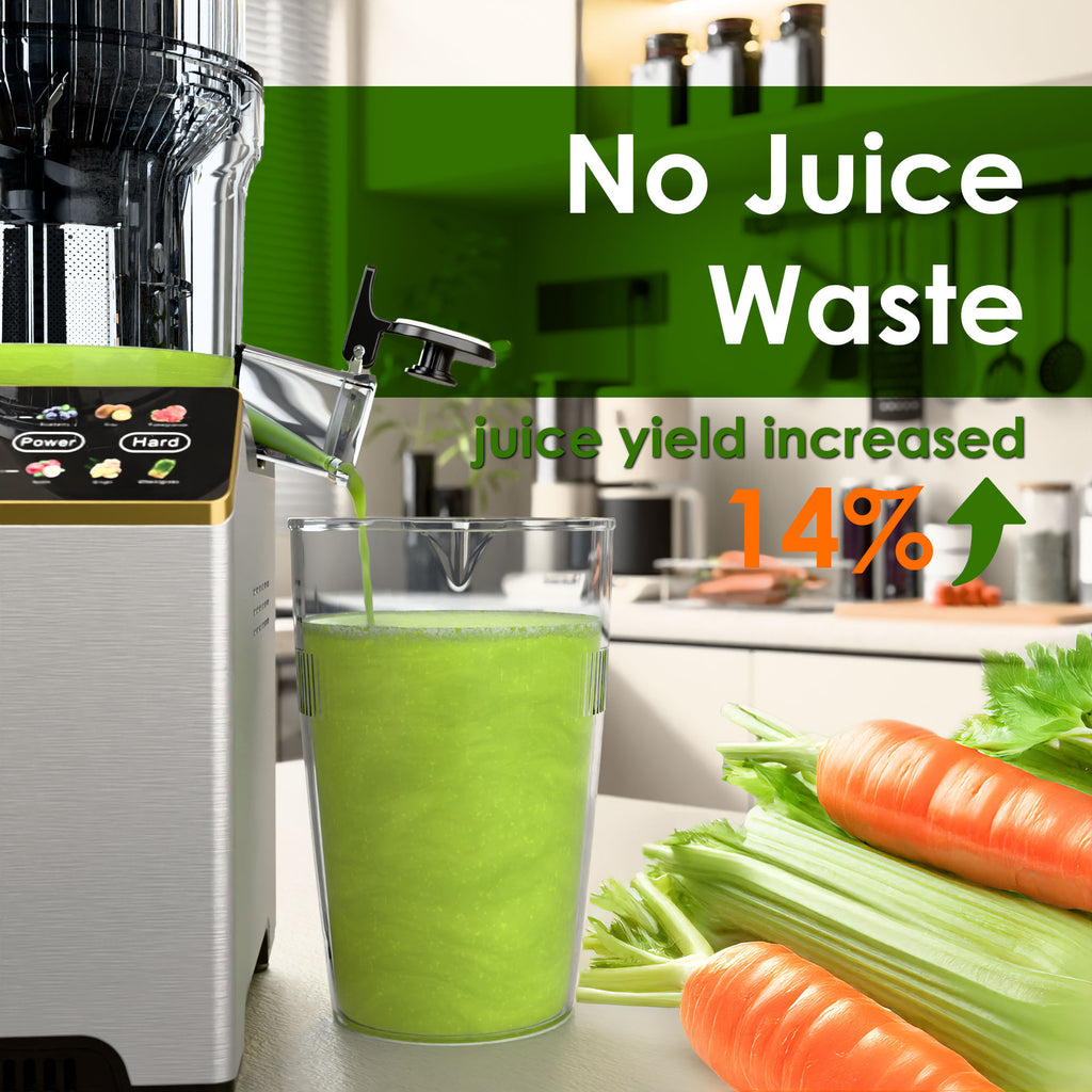 WHALLULTRA Cold Press Juicer Machine with Touchscreen, Slow Masticating Juicer with 4.5" Extra Large Feed Chute, Reverse Function, Easy to Clean