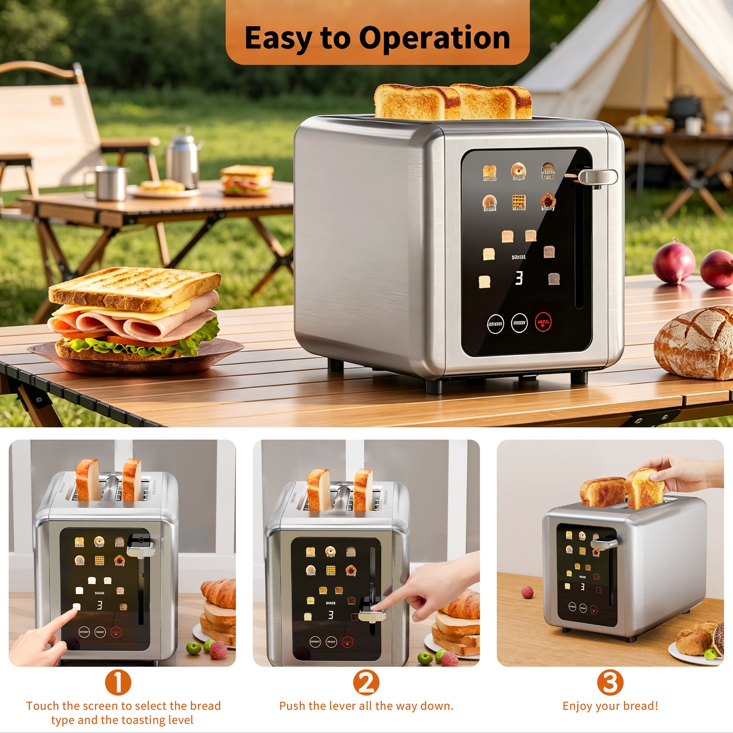 WHALLULTRA Toaster 2 slice, 6 Bread Shade Settings,Stainless Steel Toasters with Bagel,Cancel,Defrost Function,Removable Crumb Tray,sliver