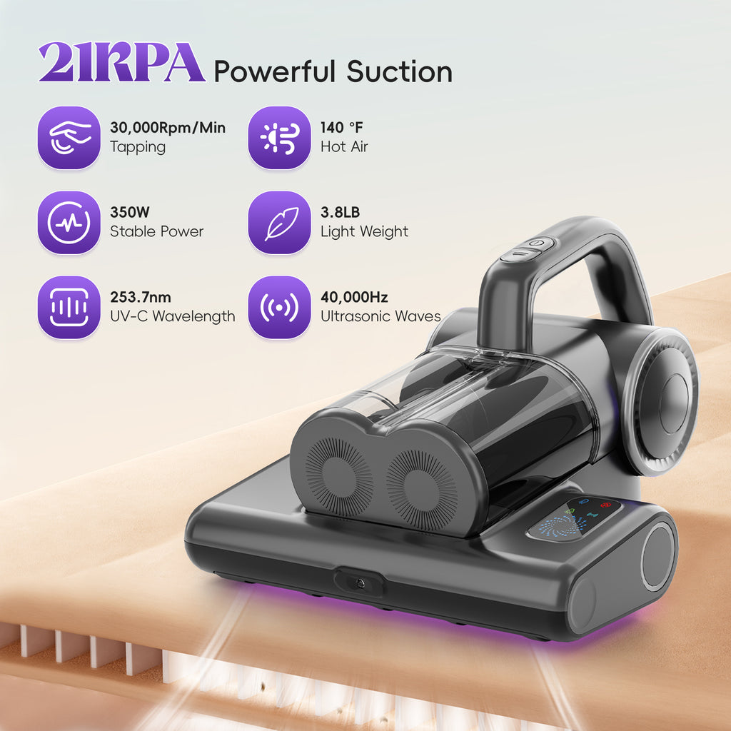 WHALLULTRA Mattress Vacuum Cleaner, Handheld Bed Vacuum with UV-C Light, HEPA Filter, for Mattress, Sofa, Couch, Crib