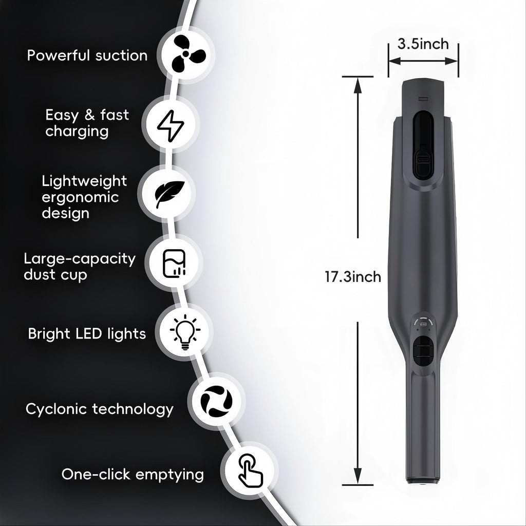 WHALLULTRA Cordless Handheld Vacuum Cleaner, Powerful Suction Portable Hand Vacuum with LED Light, Rechargeable Lightweight Mini Hand held Vacuum with HEPA Filte