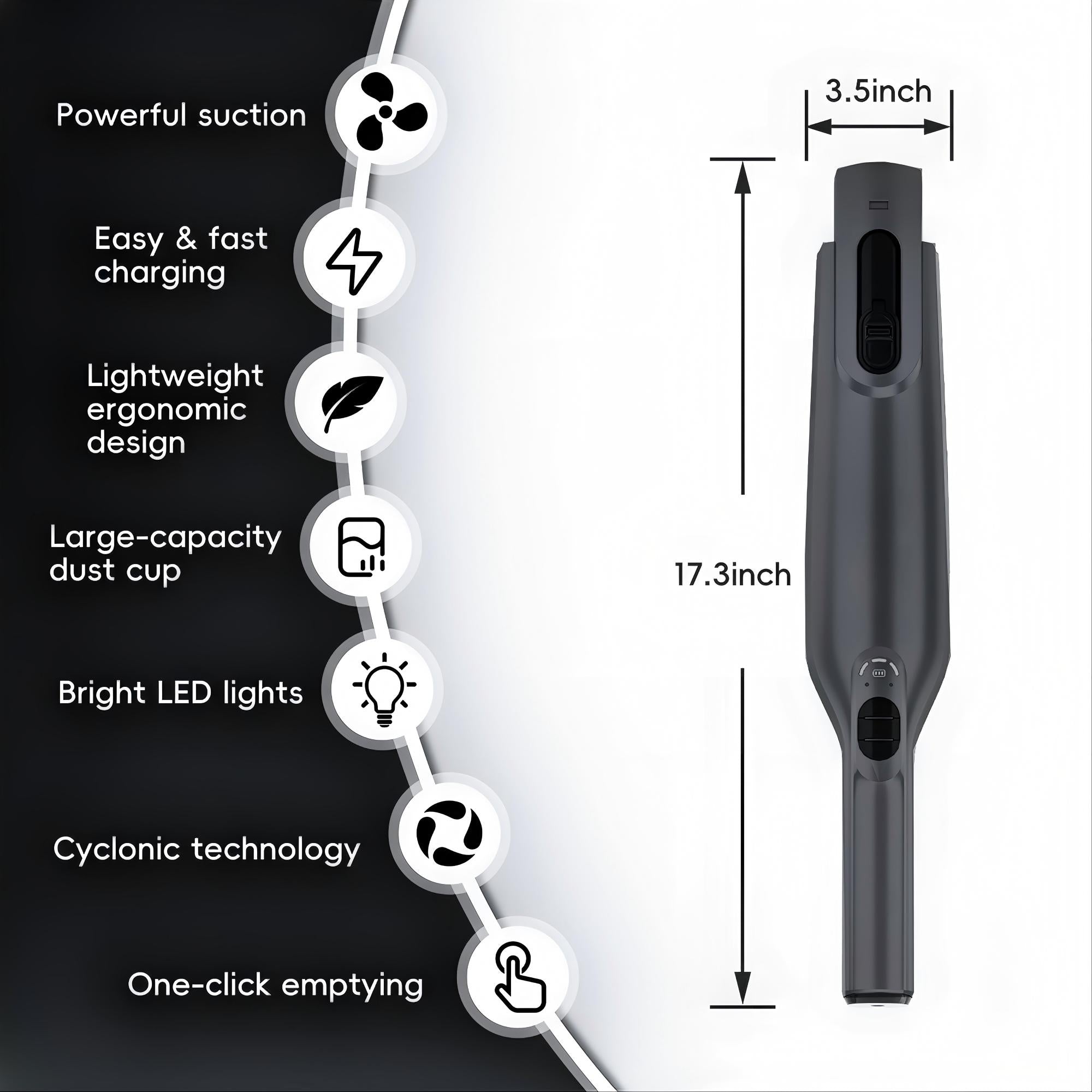 WHALLULTRA Cordless Handheld Vacuum Cleaner, Powerful Suction Portable Hand Vacuum with LED Light, Rechargeable Lightweight Mini Hand held Vacuum with HEPA Filte