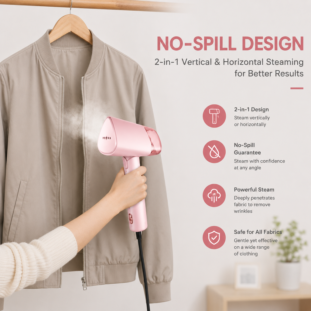 WHALLULTRA Foldable Handheld Steamer, Portable Lightweight Wrinkle Remover with Fast Heating & Powerful Steam, Compact Design Garment Steamer for Home and Travel