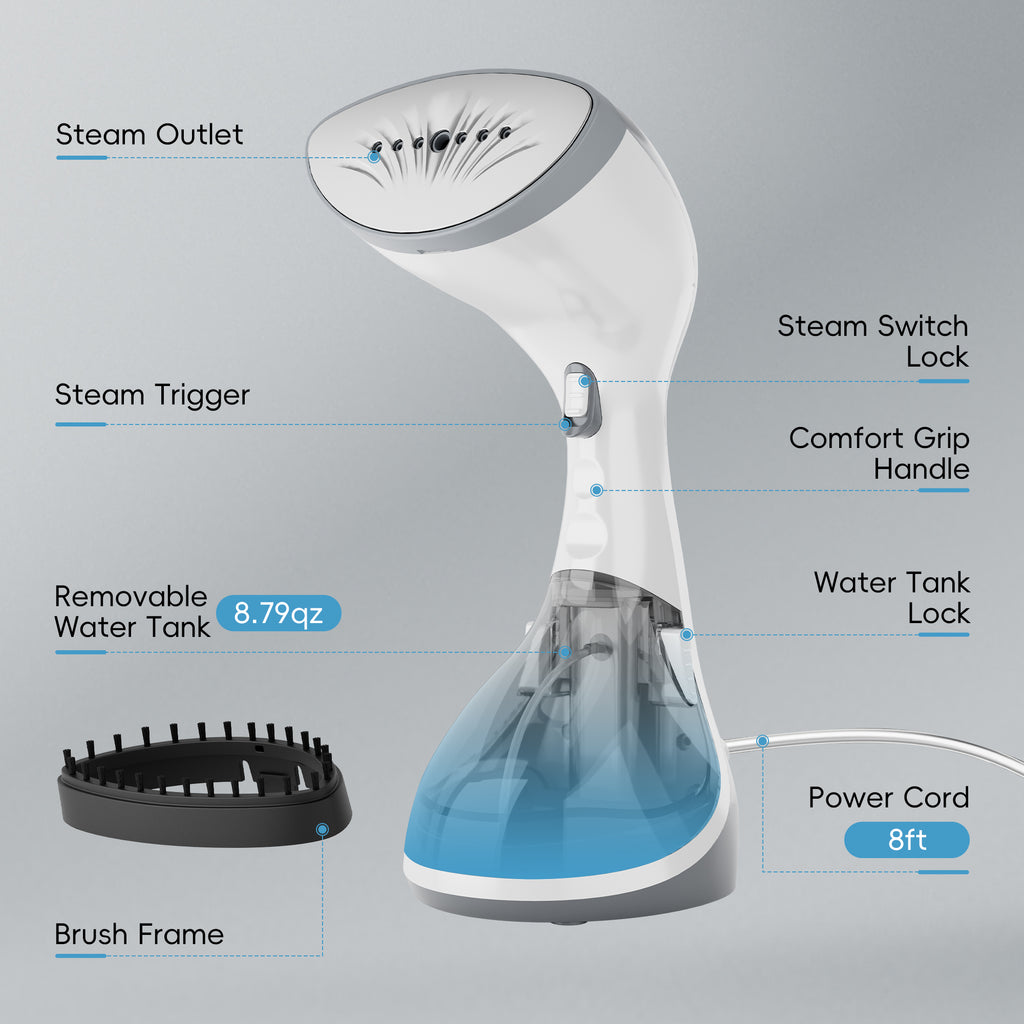WHALLULTRA Handheld Garment Steamer for Clothes, 1200W Powerful Wrinkle Remover with 25s Fast Heat Up, 260ml Large Water Tank, Portable for Home Office & Travel