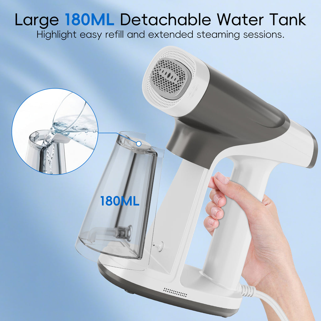 WHALLULTRA Vacuum Garment Steamer, Handheld Clothes Steamer with Suction, 180ML Tank, LED Display, Portable Travel Wrinkle Remover 1200W
