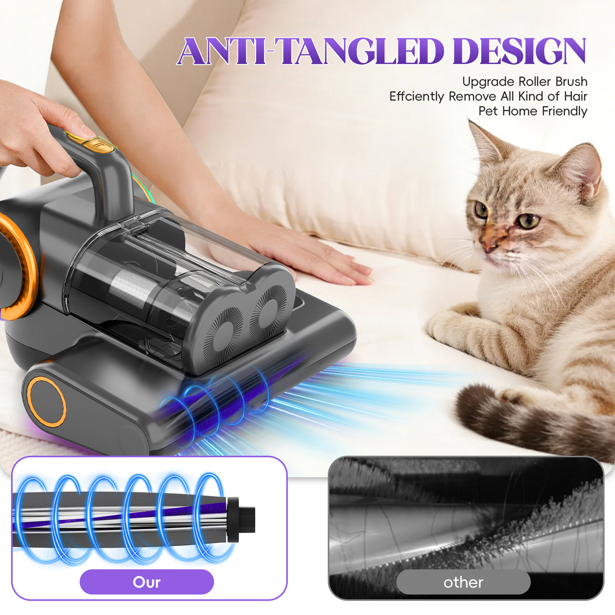WHALLULTRA UV Bed Vacuum Cleaner, Handheld Corded Mattress Vacuum with HEPA Filter, for Sofa, Crib and Home Use