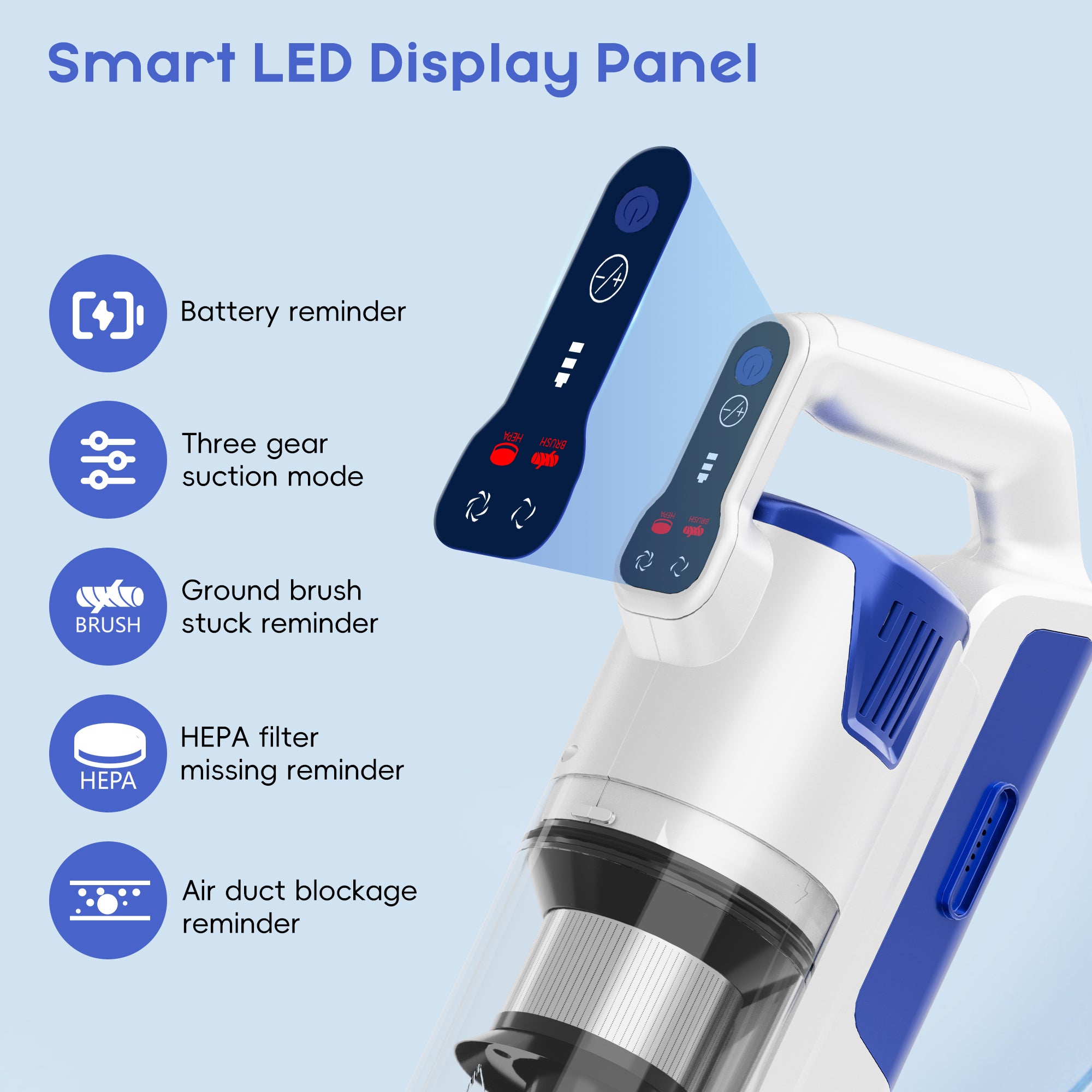 Whall Ultra Stick Cordless Vacuum Cleaner with Brushless Motor & 2500mAh Battery, Rechargeable Cordless Vacuum for Home Carpet and Hard Floor