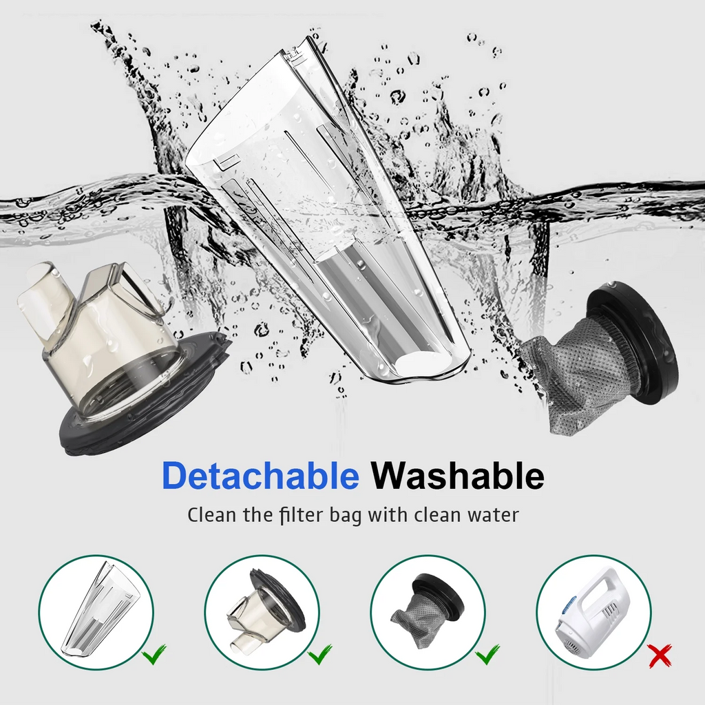 WHALLULTRA Handheld Vacuum Cleaner, 8500PA Suction, Wet Dry Vacuum Cleaner Cordless with LED Light, Portable Car Vacuum Cleaner for Home & Office