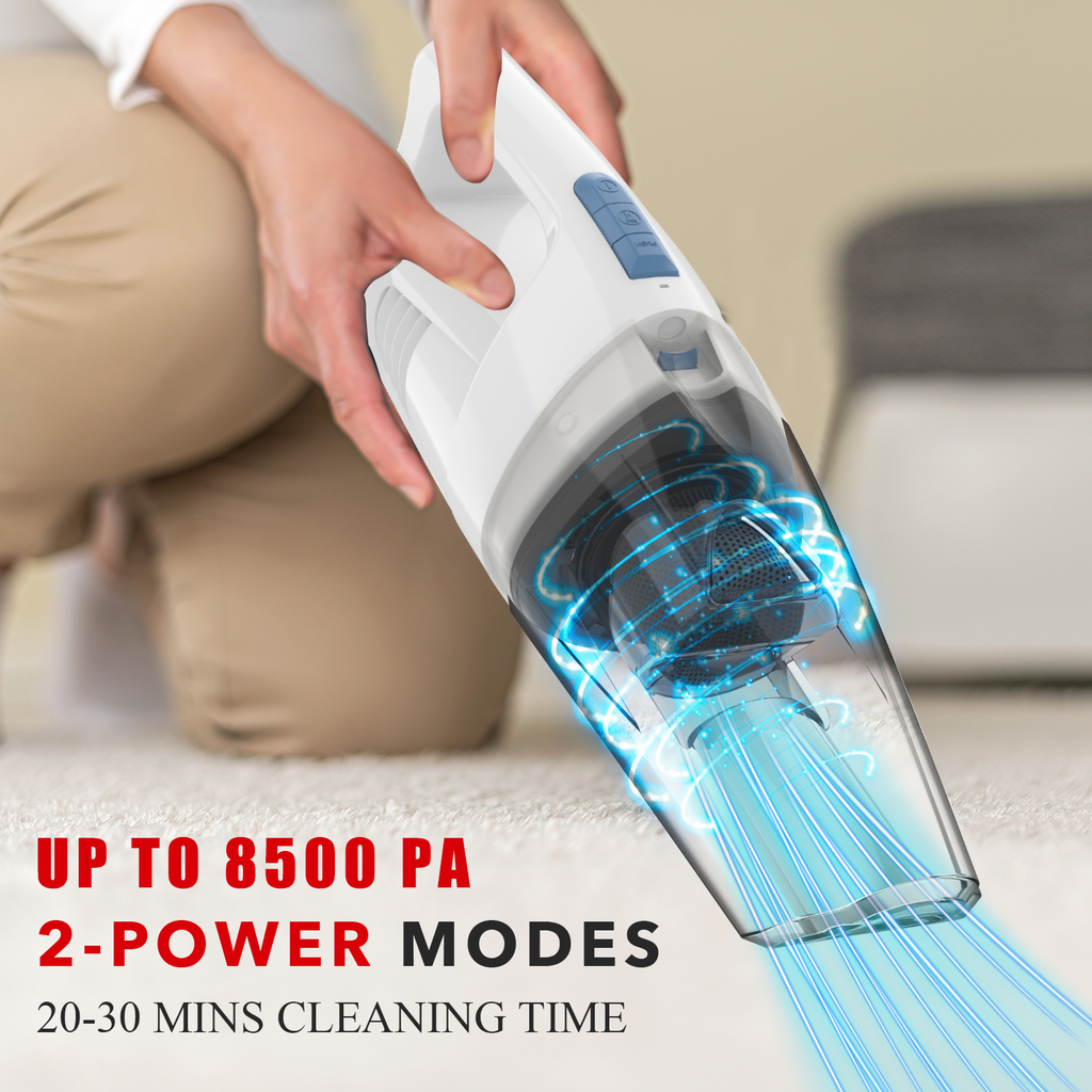 WHALLULTRA Handheld Vacuum Cleaner, 8500PA Suction, Wet Dry Vacuum Cleaner Cordless with LED Light, Portable Car Vacuum Cleaner for Home & Office