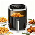 WHALLULTRA 4.0QT Air Fryer, Smart Digital Color Touchscreen Air Fryers with View Window, 12 Presets, Air Fry, Bake, Broil, Dehydrate, Roast, Reheat - Black
