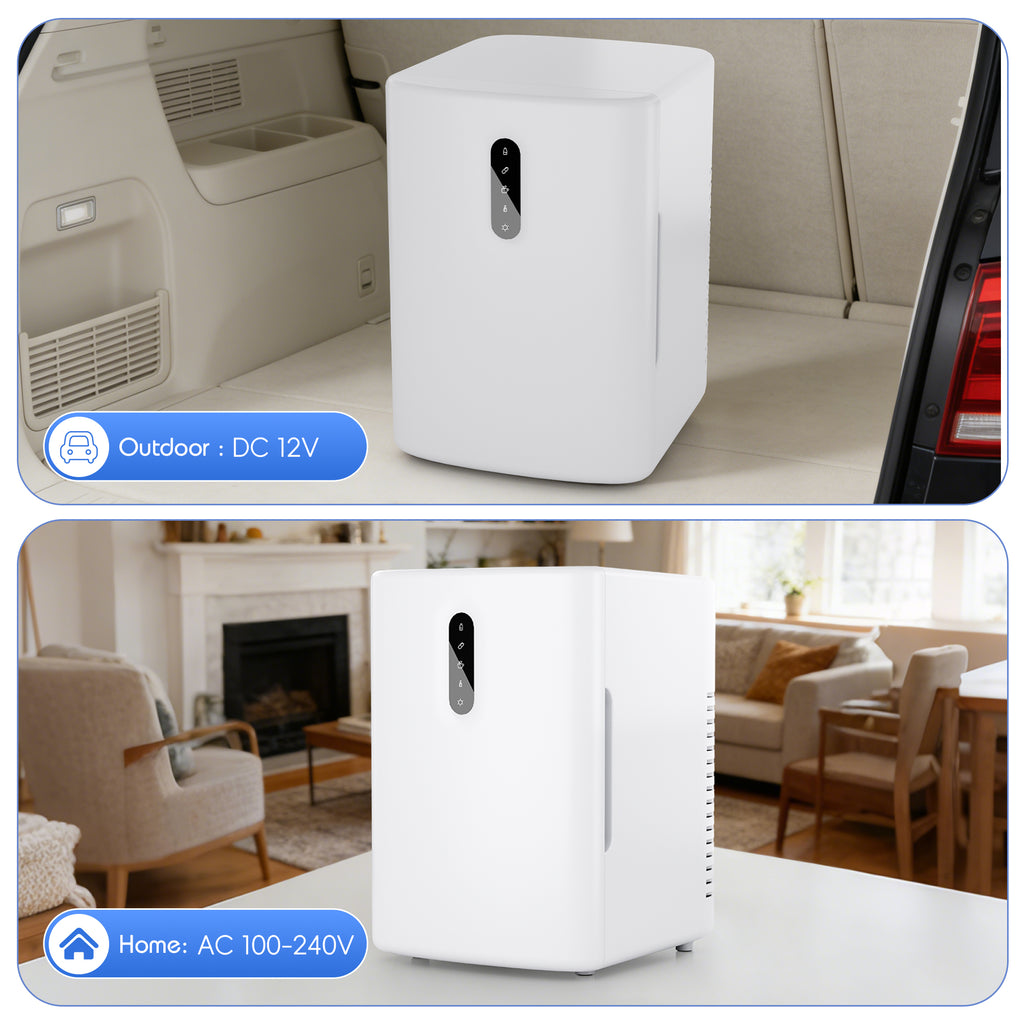 12L Mini Fridge, 15 Can Touchscreen Cooler & Warmer, AC/DC, 31dB Quiet, Cools 28°F/Heats 140°F, for Skincare, Drinks
