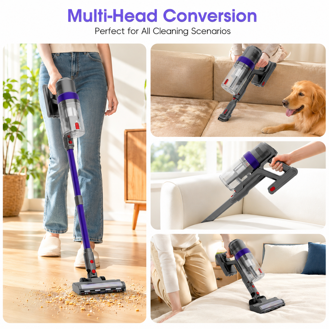 WHALLULTRA Cordless Vacuum Cleaner, Portable Stick Vacuum for Hardfloor and Carpet, Lightweight Vacuum Cleaner with LED Display & BLDC Brushless Motor