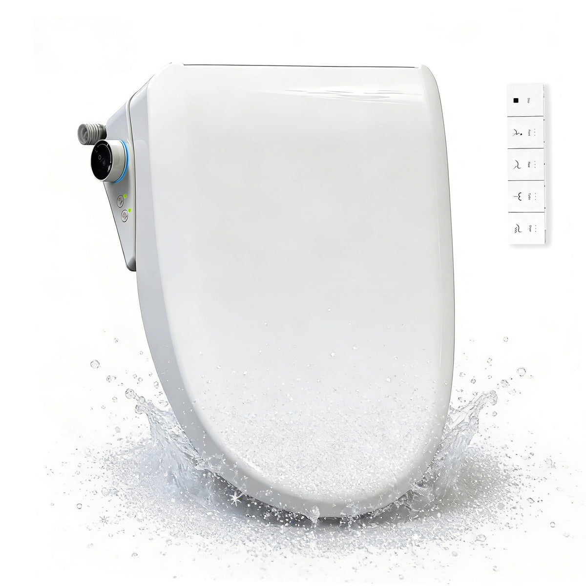 WHALLULTRA Elongated Bidet Toilet Seat with Remote Control, Heated Seat Smart Toilet Seat, Instant Warm Water, Stainless Steel Nozzle, White