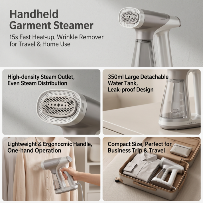 WHALLULTRA Handheld Garment Steamer with Suction for Clothes and Fabric Care