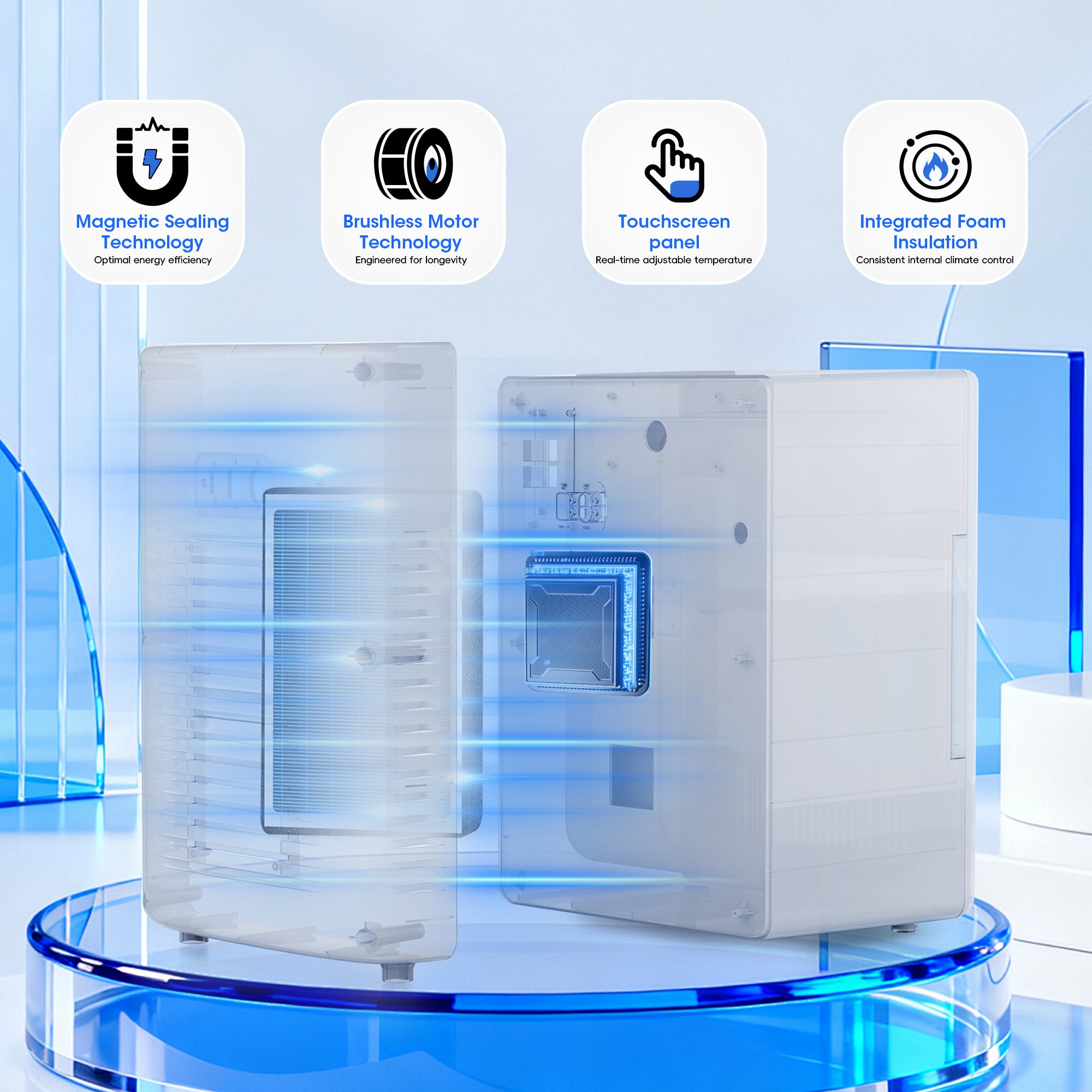 12L Mini Fridge, 15 Can Touchscreen Cooler & Warmer, AC/DC, 31dB Quiet, Cools 28°F/Heats 140°F, for Skincare, Drinks