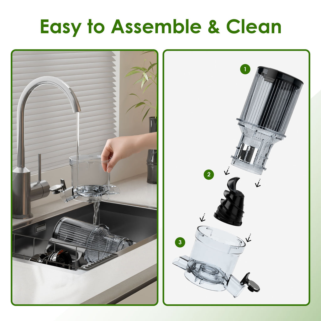 WHALLULTRA Cold Press Juicer Machine with Touchscreen, Slow Masticating Juicer with 4.5" Extra Large Feed Chute, Reverse Function, Easy to Clean