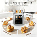 WHALLULTRA 2 Slice Stainless Steel Toaster, 5 Basic Functions with Bagel, Cancel, Defrost & Removable Crumb Tray, Silver