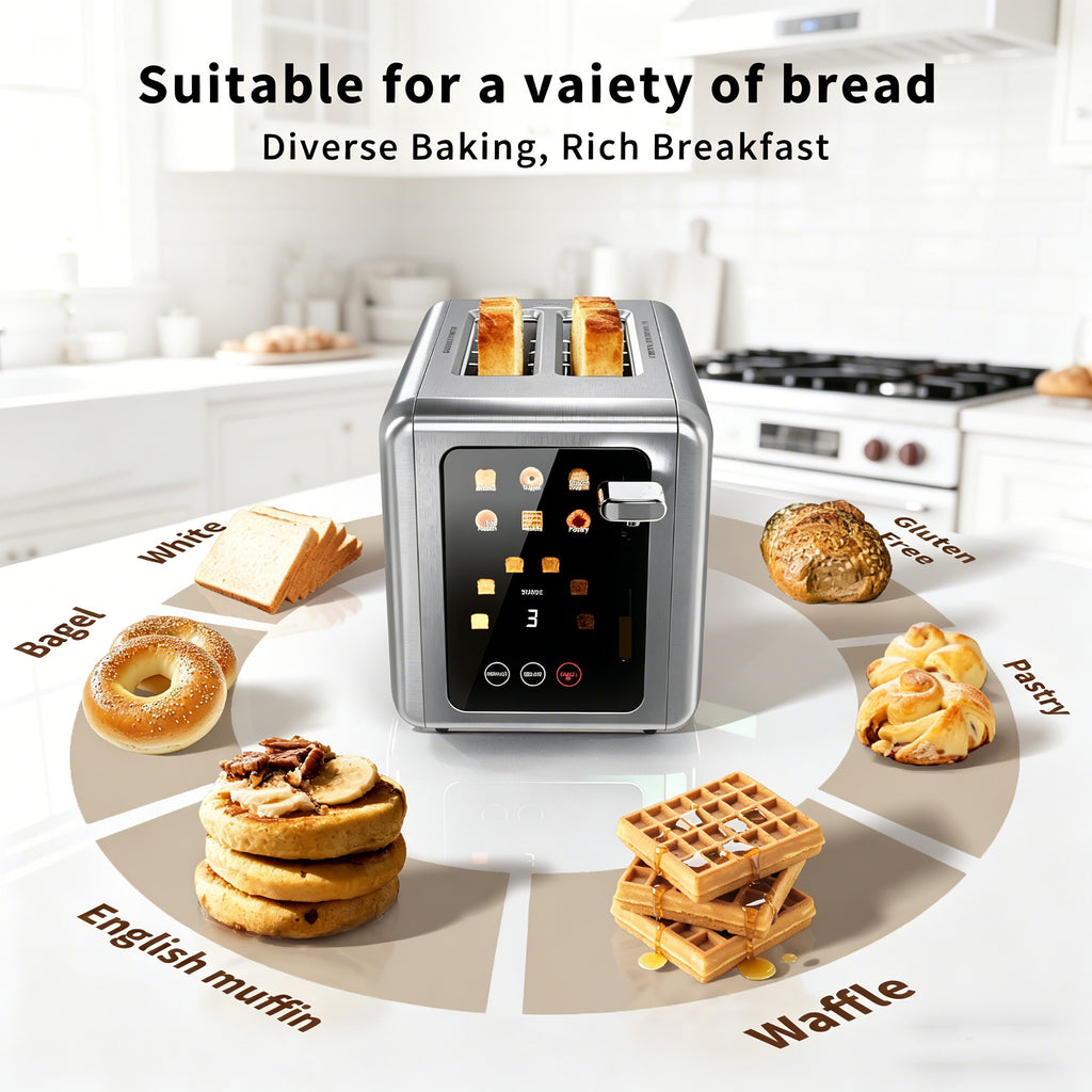 WHALLULTRA Toaster 2 slice, 6 Bread Shade Settings,Stainless Steel Toasters with Bagel,Cancel,Defrost Function,Removable Crumb Tray,sliver