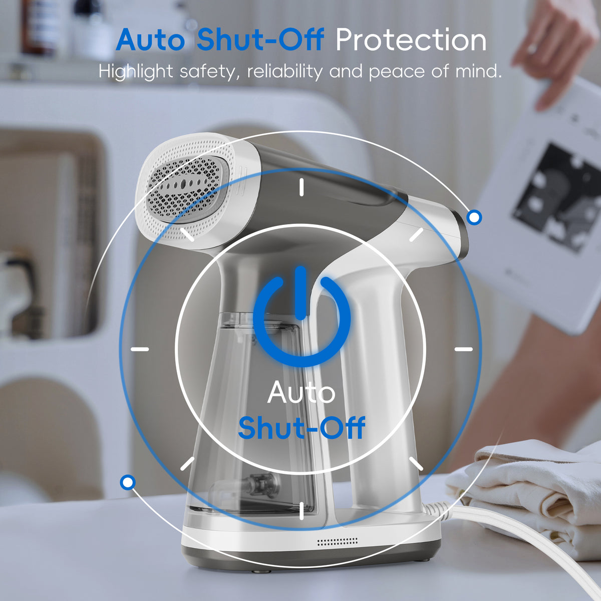 WHALLULTRA Vacuum Garment Steamer, Handheld Clothes Steamer with Suction, 180ML Tank, LED Display, Portable Travel Wrinkle Remover 1200W