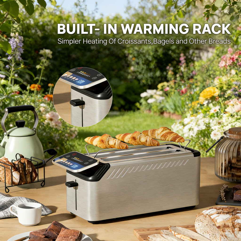 WHALLULTRA 4 Slice Long Slot Toaster, Touch Screen with Projection Display,1.5" Wide Slots, 5 Bread Types & 11 Shade Settings