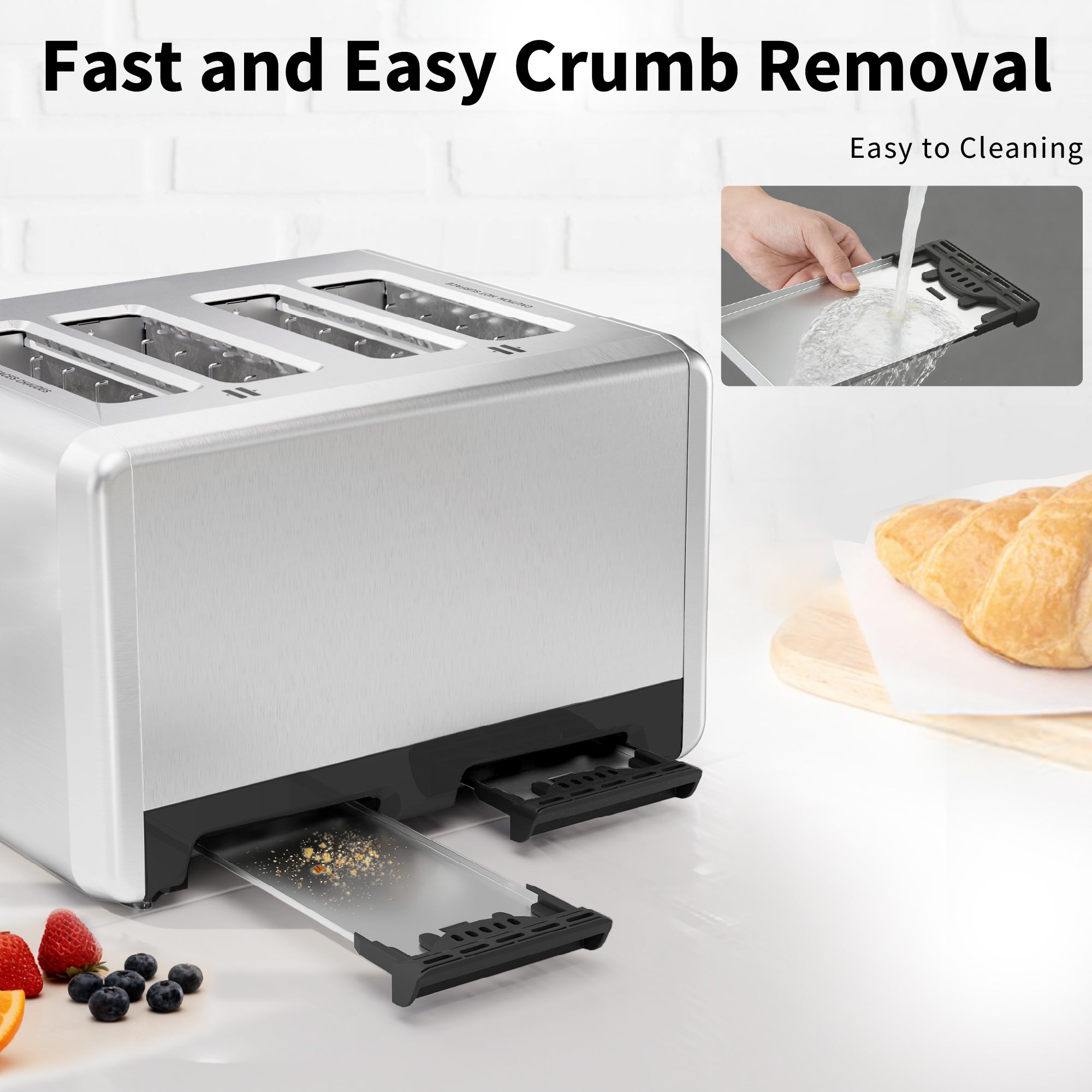WHALLULTRA Toaster 4 Slice,Touchscreen Toaster with 6 Bread Types & 6 Shade Settings, Stainless Still 2 slice Toaster