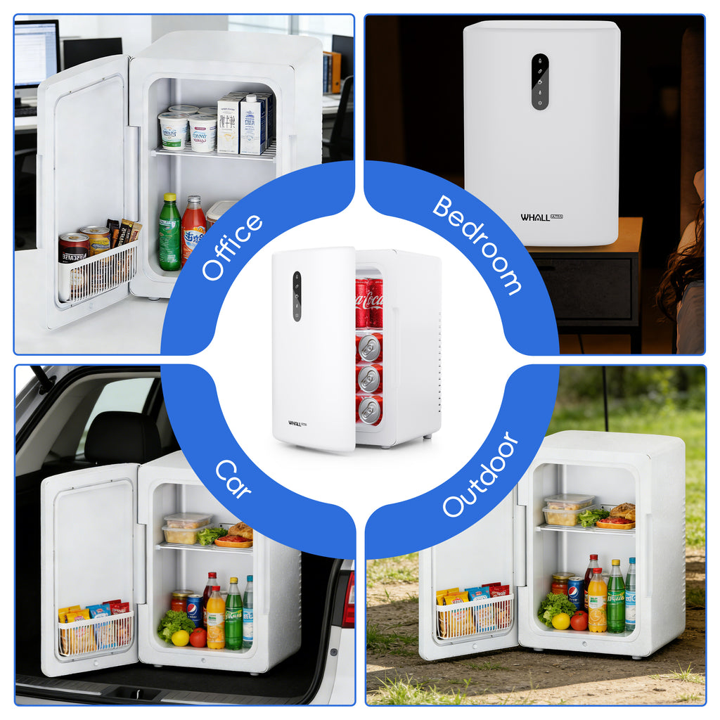 WHALL ULTRA 12L Mini Fridge Cooler & Warmer, Dual Power Portable Electric Refrigerator for Bedroom, Car, Skincare, Camping