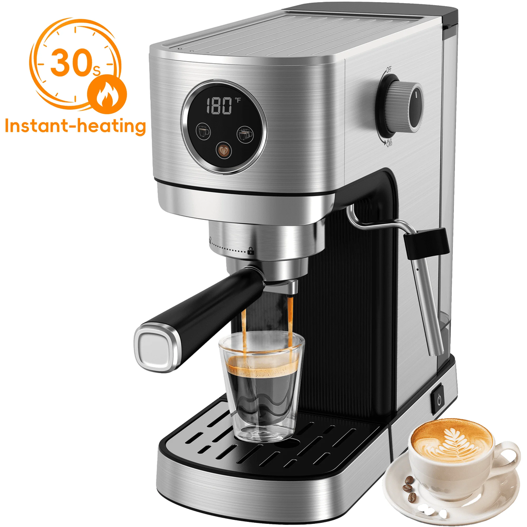 WHALLULTRA Touchscreen Espresso Machine 20 Bar，Espresso Coffee Maker with Milk Frother Steam Wand, Stainless Steel Coffee Machine with Removable Water Tank